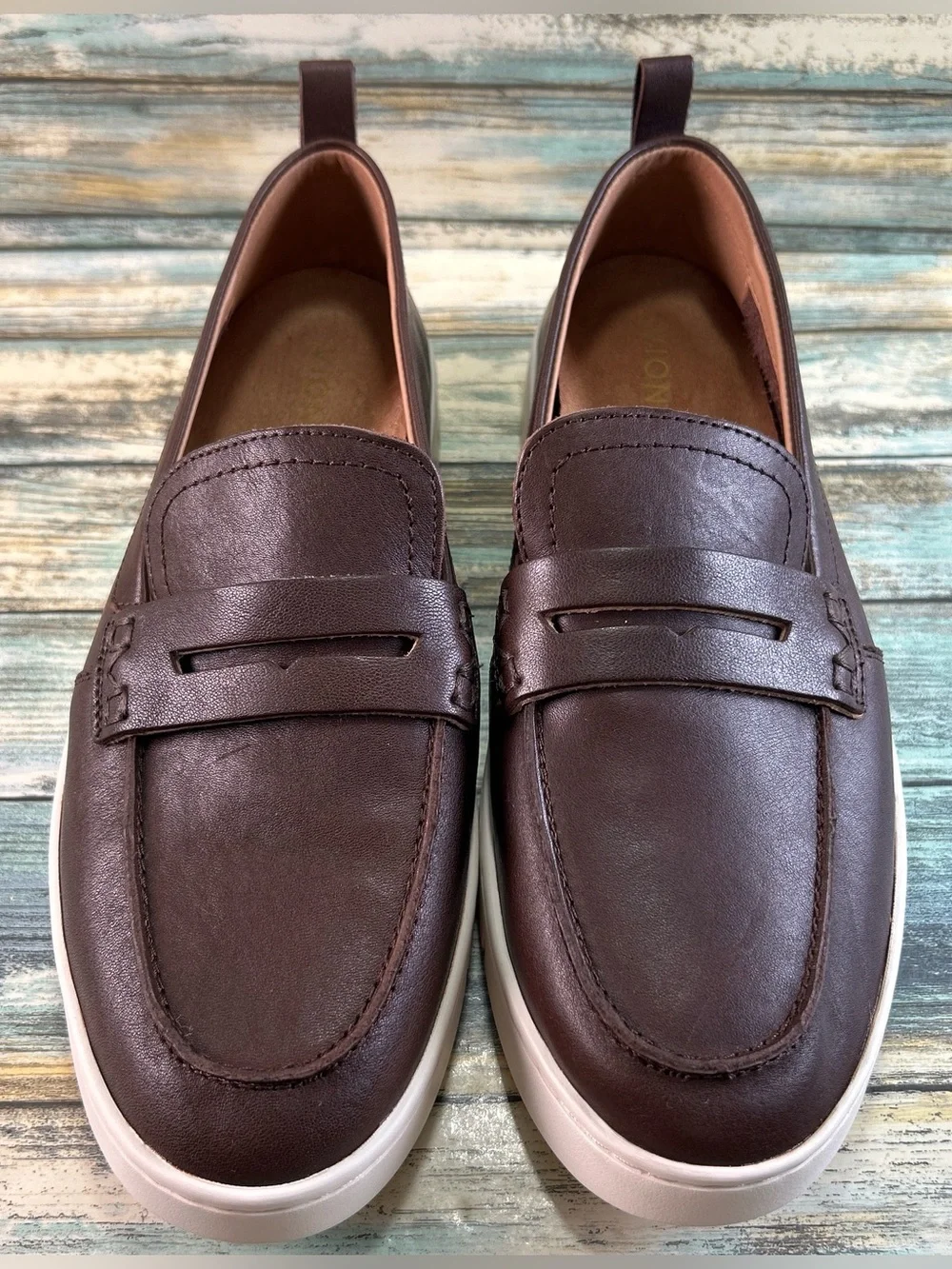 Vionic Uptown Penny Loafers Womens 10M Brown Leather Arch Support Comfort Shoes
